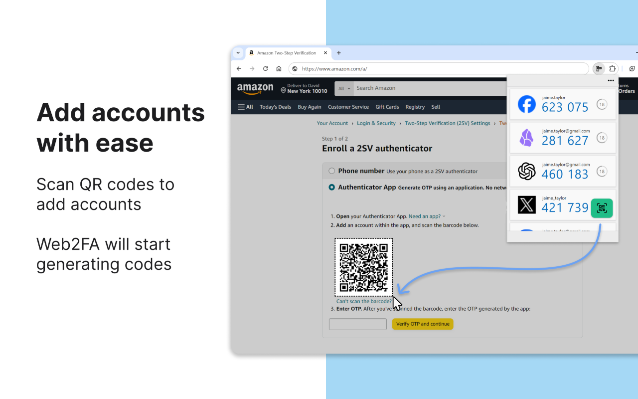 Web2FA - Authenticator chrome谷歌浏览器插件_扩展第3张截图