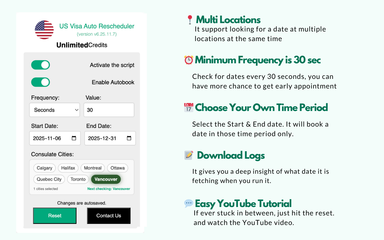 US Visa Auto Rescheduler chrome谷歌浏览器插件_扩展第3张截图