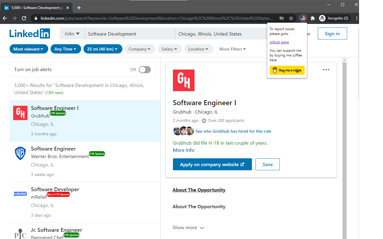 Ultimate H1B Sponsor Checker chrome谷歌浏览器插件_扩展第4张截图