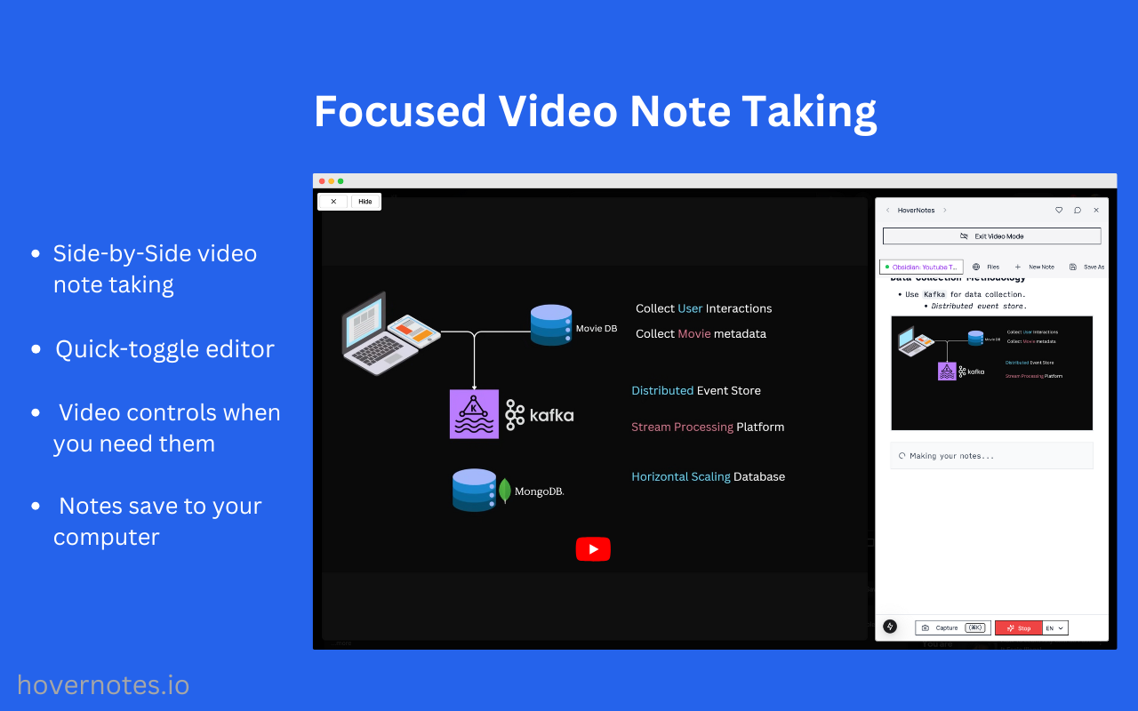 Obsidian AI 视频笔记与截图 (B站, 腾讯课堂, YouTube 等) - HoverNotes chrome谷歌浏览器插件_扩展第2张截图