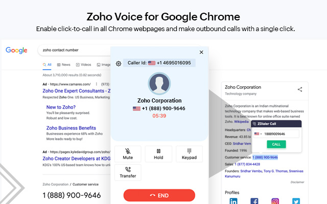 ZDialer - Zoho Voice Extension chrome谷歌浏览器插件_扩展第1张截图