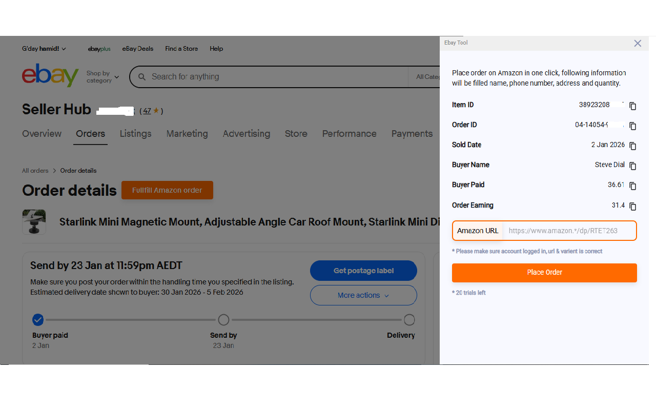 Ebay Sold History Button & Order chrome谷歌浏览器插件_扩展第2张截图