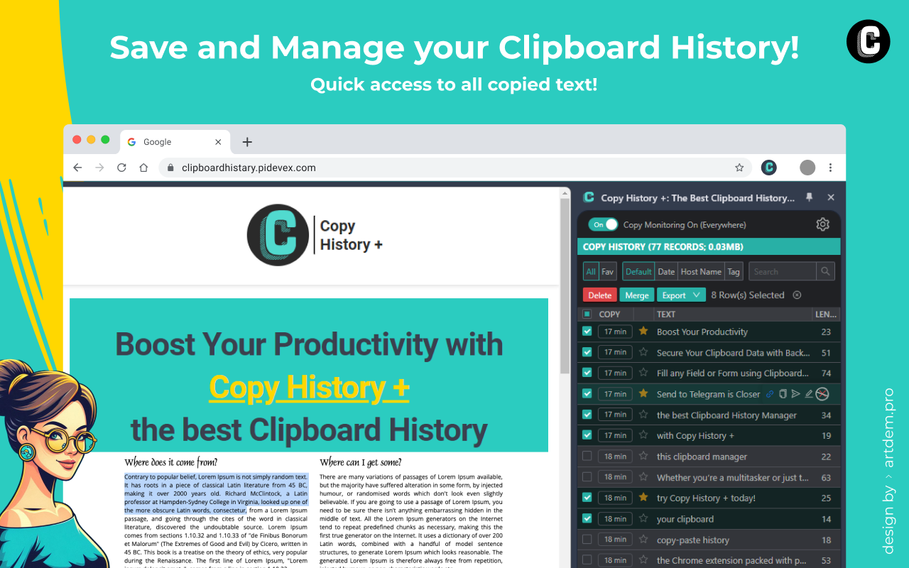 复制历史 +: 最佳剪贴板历史工具 chrome谷歌浏览器插件_扩展第4张截图