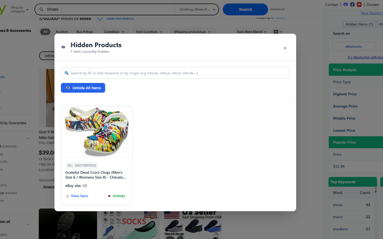 ebay Sold History, Offer History - Average High Mid Low Price - eBextractor chrome谷歌浏览器插件_扩展第2张截图
