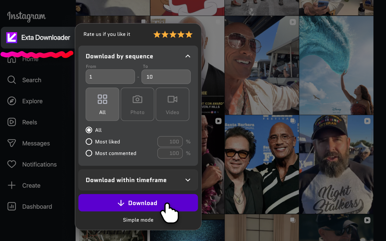 Exta: Pro downloader for Instagram chrome谷歌浏览器插件_扩展第3张截图