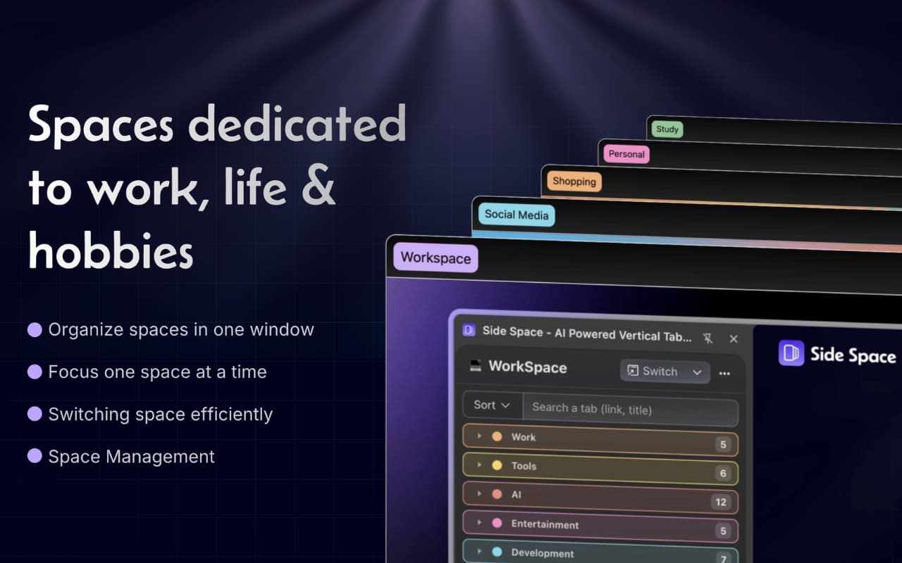Side Space - AI Agent: Research, Summarize, Organize & Automate chrome谷歌浏览器插件_扩展第1张截图