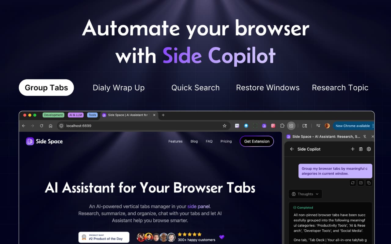 Side Space - AI Agent: Research, Summarize, Organize & Automate chrome谷歌浏览器插件_扩展第2张截图