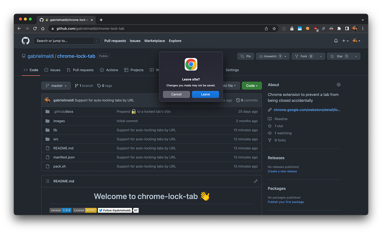 Lock Tab chrome谷歌浏览器插件_扩展第1张截图