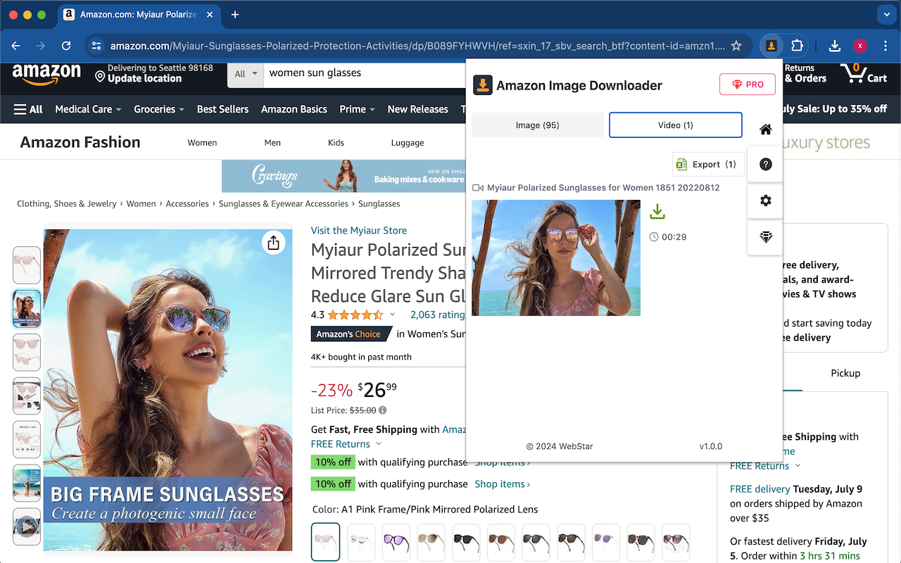 亚马逊图片和视频下载器 - 批量工具 chrome谷歌浏览器插件_扩展第1张截图