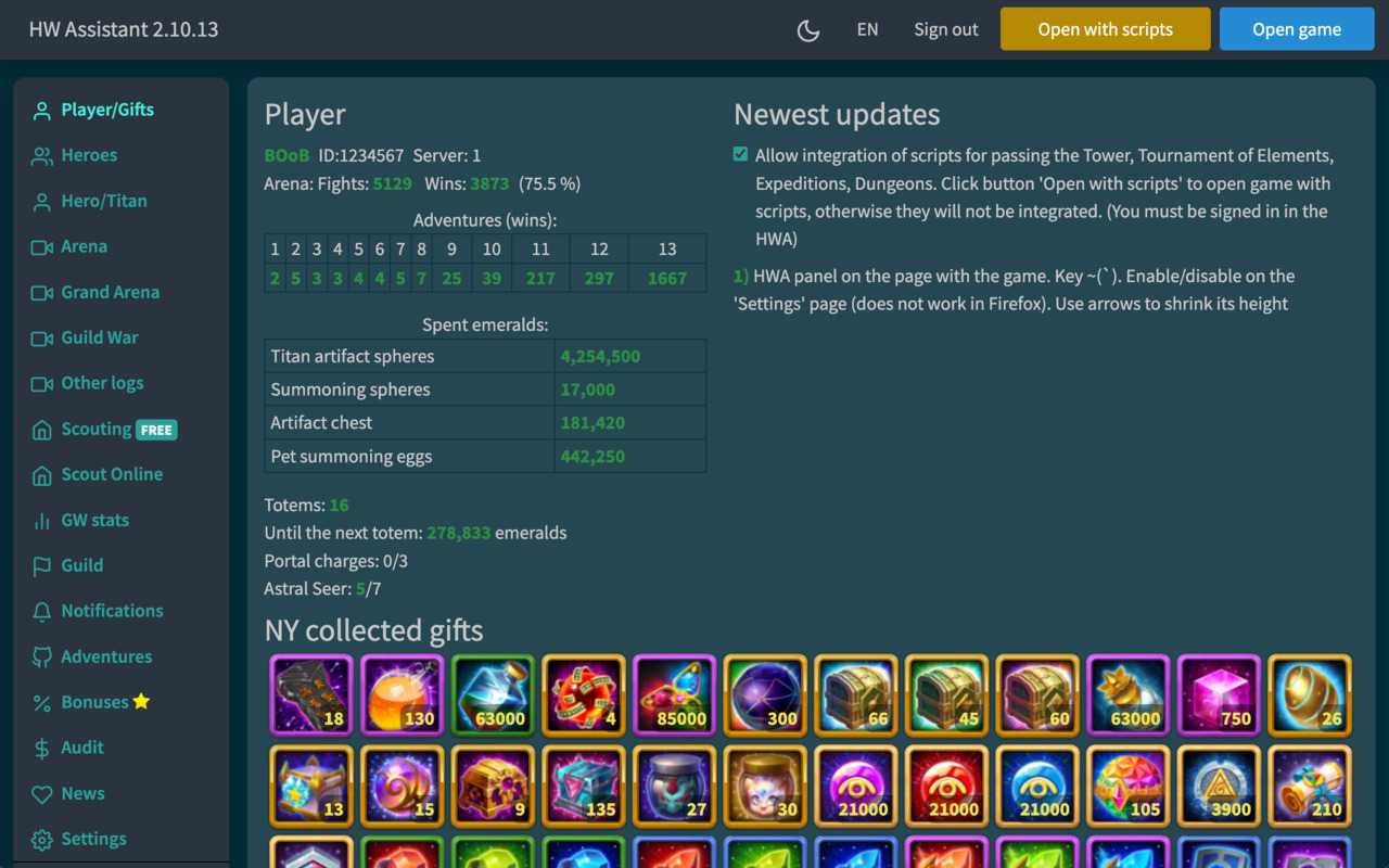 Hero Wars Assistant 英雄战争助手 chrome谷歌浏览器插件_扩展第3张截图