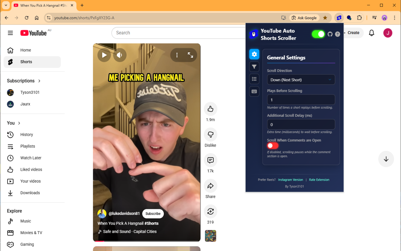 Auto Youtube Shorts Scroller chrome谷歌浏览器插件_扩展第1张截图