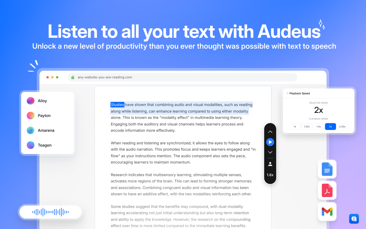Text to Speech (TTS) Read Aloud Voice Reader by Audeus chrome谷歌浏览器插件_扩展第1张截图