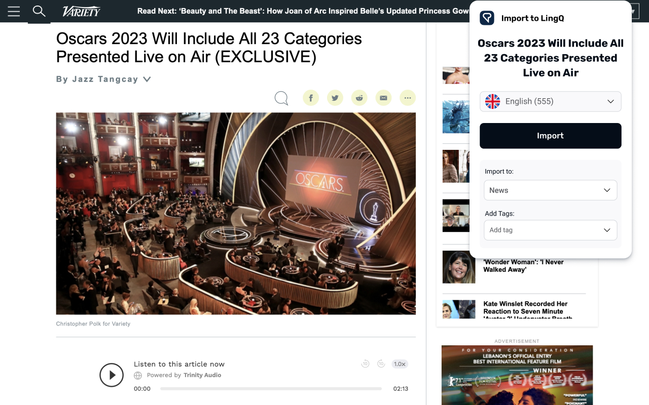 LingQ Importer chrome谷歌浏览器插件_扩展第1张截图