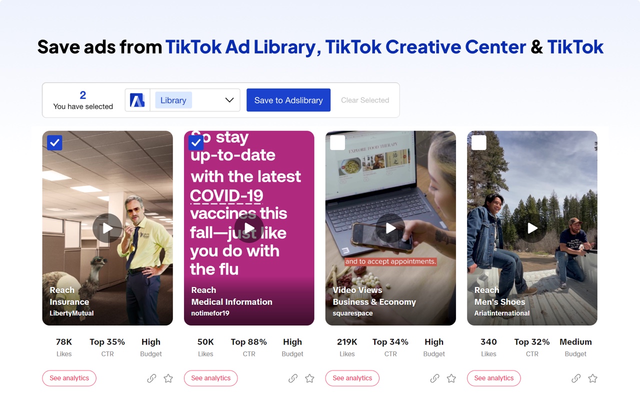 Ad Library：保存Facebook, TikTok, Youtube, Twitter和Ins广告 chrome谷歌浏览器插件_扩展第4张截图