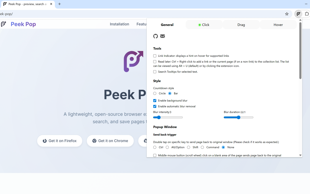 Peek Pop chrome谷歌浏览器插件_扩展第3张截图