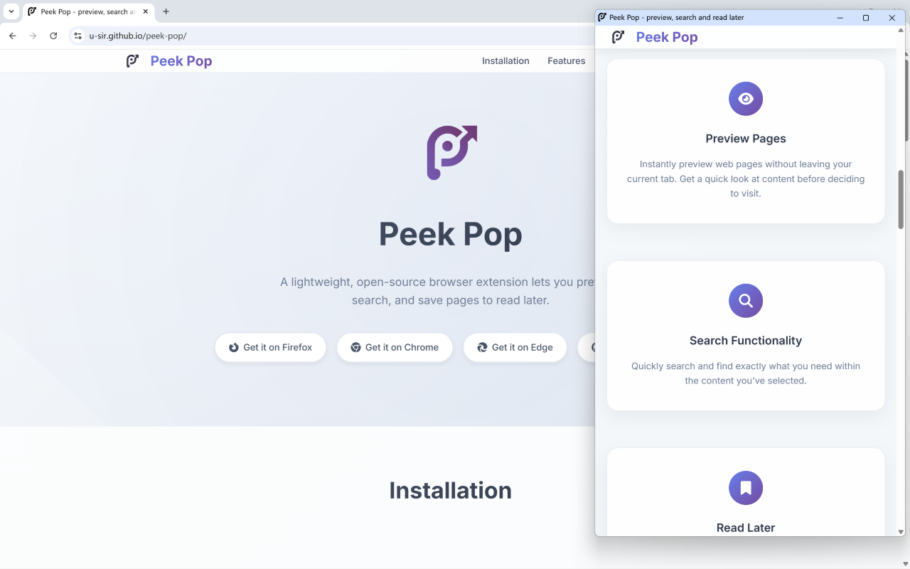 Peek Pop chrome谷歌浏览器插件_扩展第4张截图