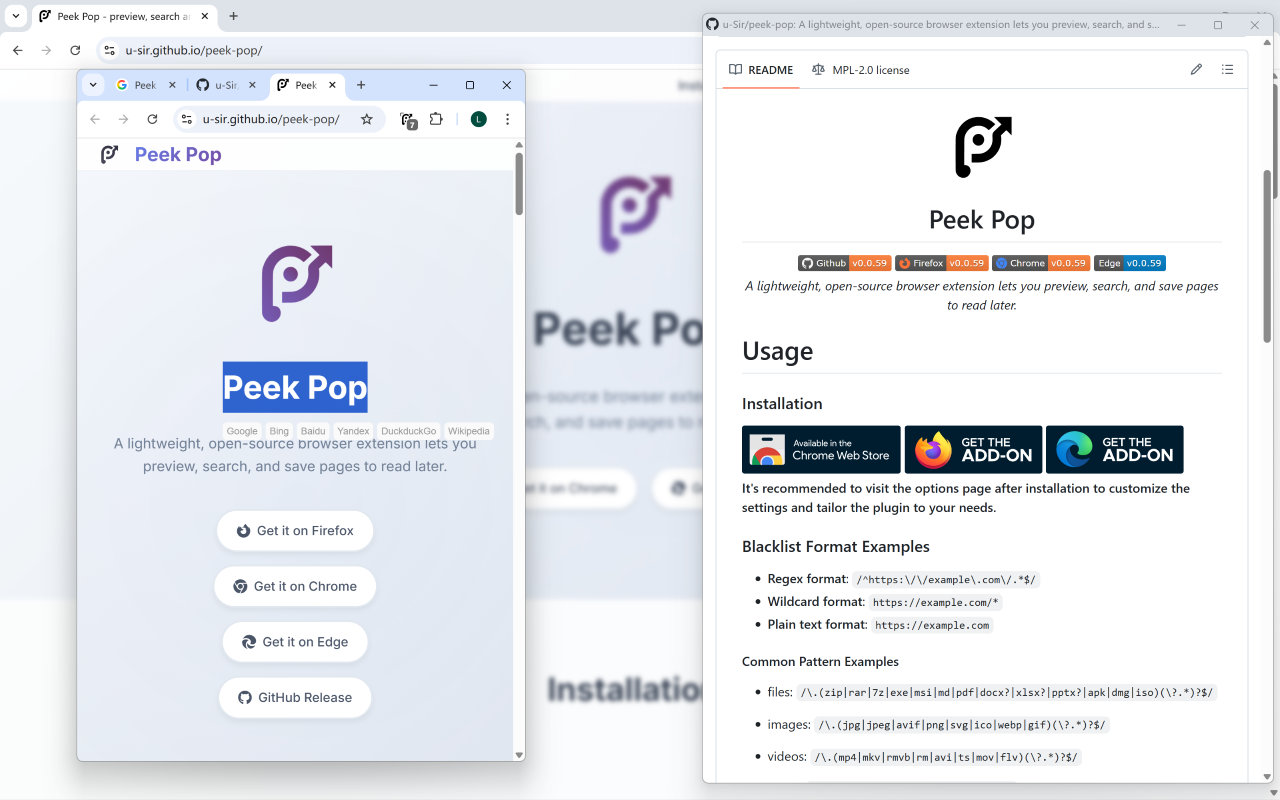 Peek Pop chrome谷歌浏览器插件_扩展第5张截图