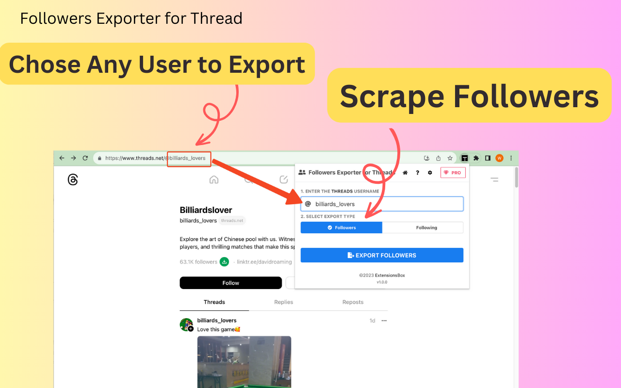 Thread 粉丝导出工具 chrome谷歌浏览器插件_扩展第1张截图