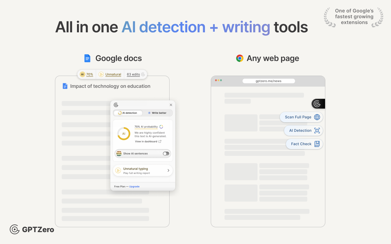 GPTZero: AI Detection & Writing Tools for Google Docs chrome谷歌浏览器插件_扩展第2张截图