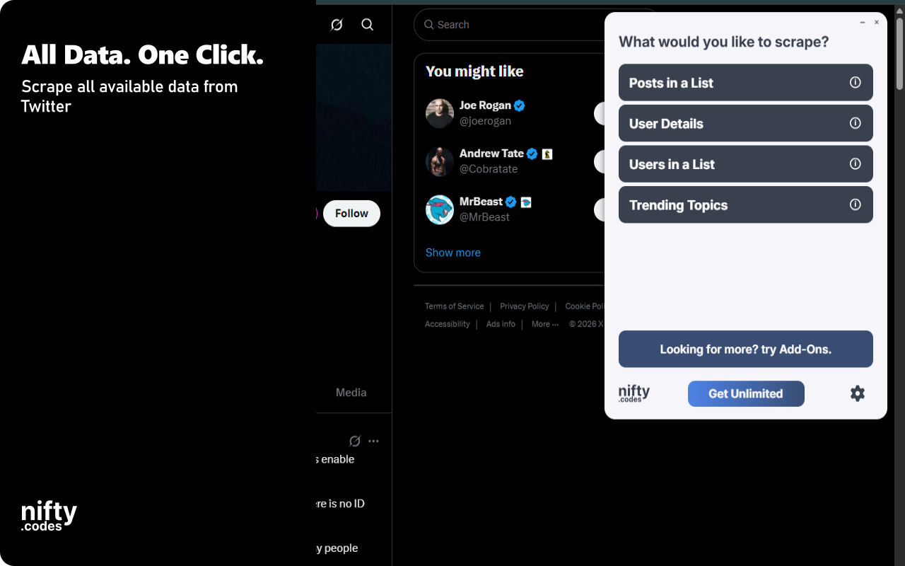 Twitter Scraper: Export Posts, Followers, Users & more chrome谷歌浏览器插件_扩展第1张截图
