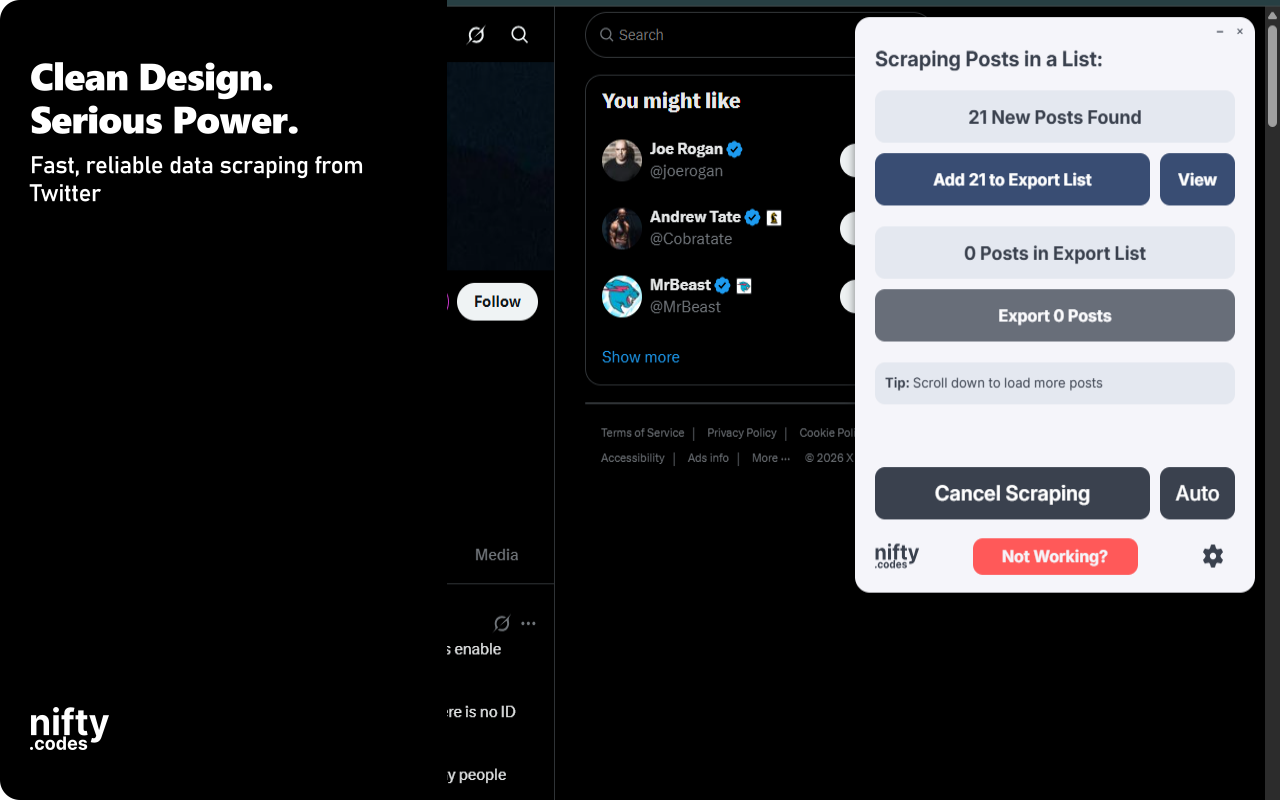 Twitter Scraper: Export Posts, Followers, Users & more chrome谷歌浏览器插件_扩展第4张截图