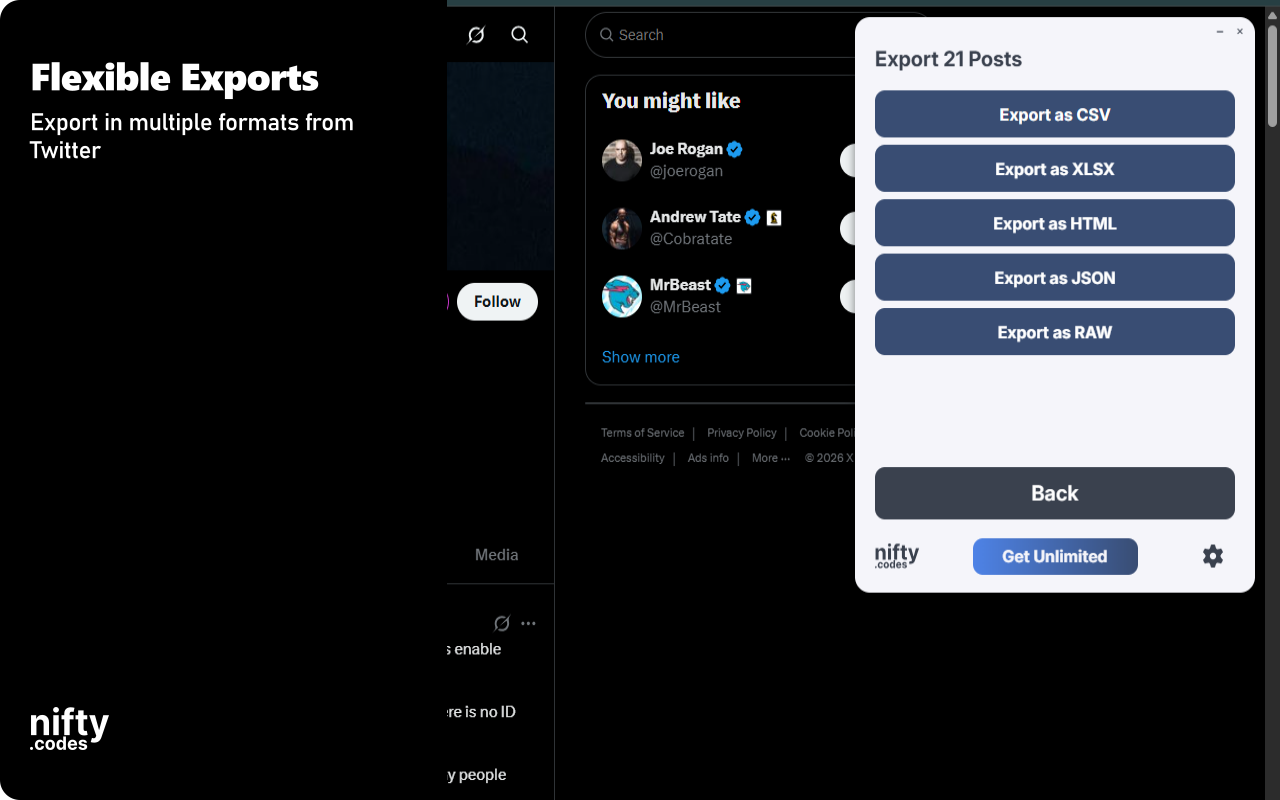 Twitter Scraper: Export Posts, Followers, Users & more chrome谷歌浏览器插件_扩展第5张截图