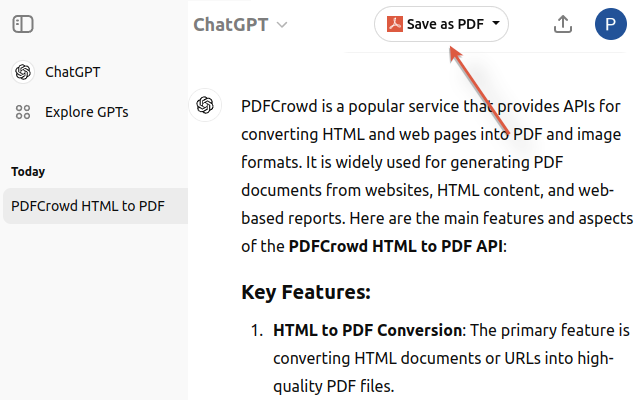 ChatGPT to PDF by PDFCrowd chrome谷歌浏览器插件_扩展第2张截图
