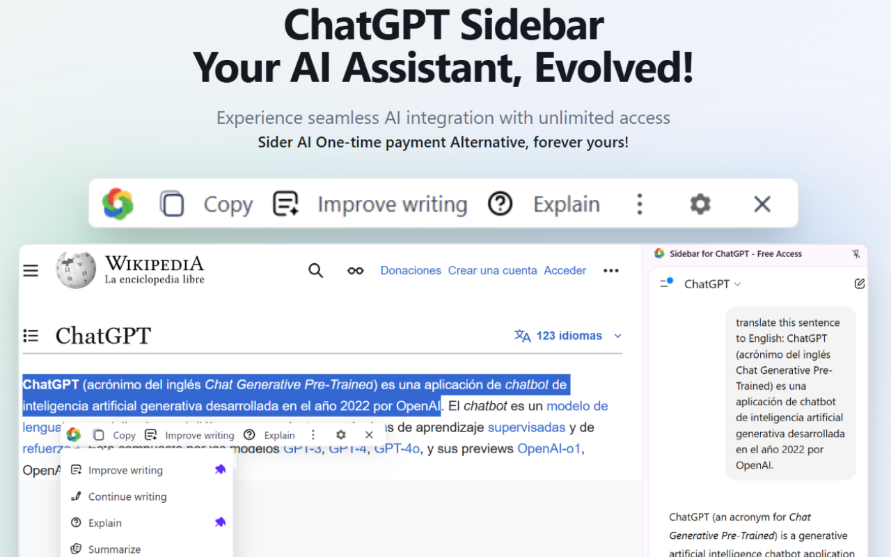 Sidebar for ChatGPT - Free Access chrome谷歌浏览器插件_扩展第2张截图