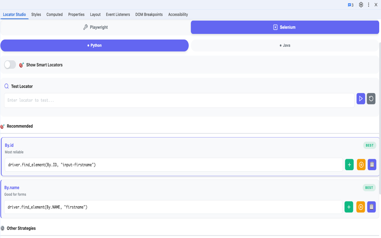 Locator Labs-Playwright, Selenium, Cypress & WebdriverIO Locator Generator chrome谷歌浏览器插件_扩展第4张截图