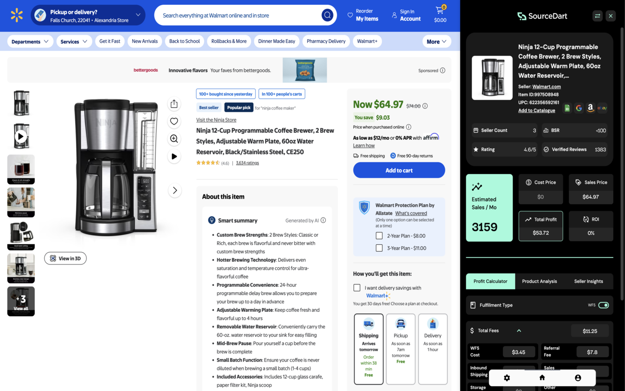 SourceDart: Walmart Sourcing for Sellers chrome谷歌浏览器插件_扩展第4张截图