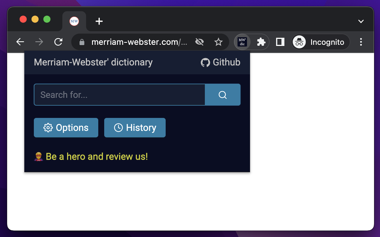 English-to-English Definitions - Merriam-Webster Dictionary chrome谷歌浏览器插件_扩展第1张截图
