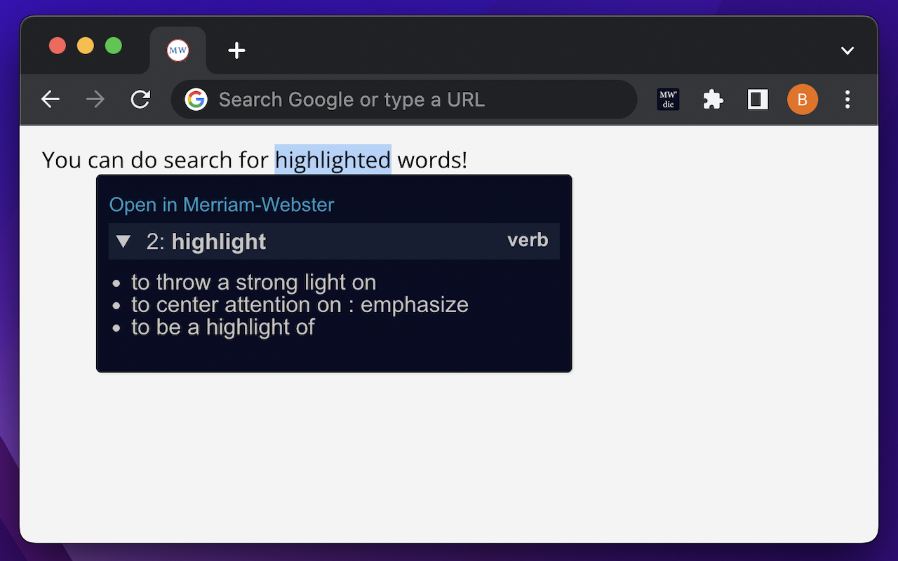 English-to-English Definitions - Merriam-Webster Dictionary chrome谷歌浏览器插件_扩展第4张截图