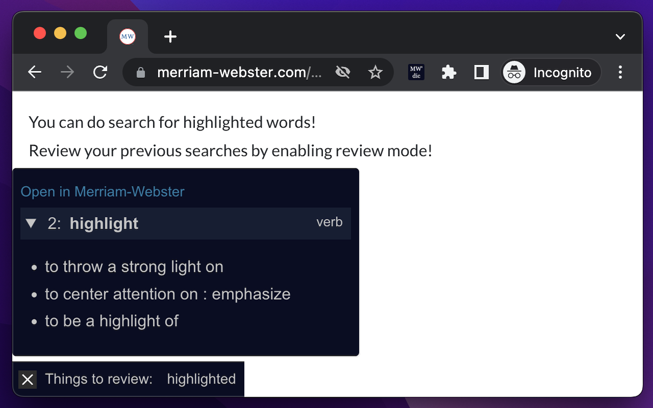 English-to-English Definitions - Merriam-Webster Dictionary chrome谷歌浏览器插件_扩展第5张截图
