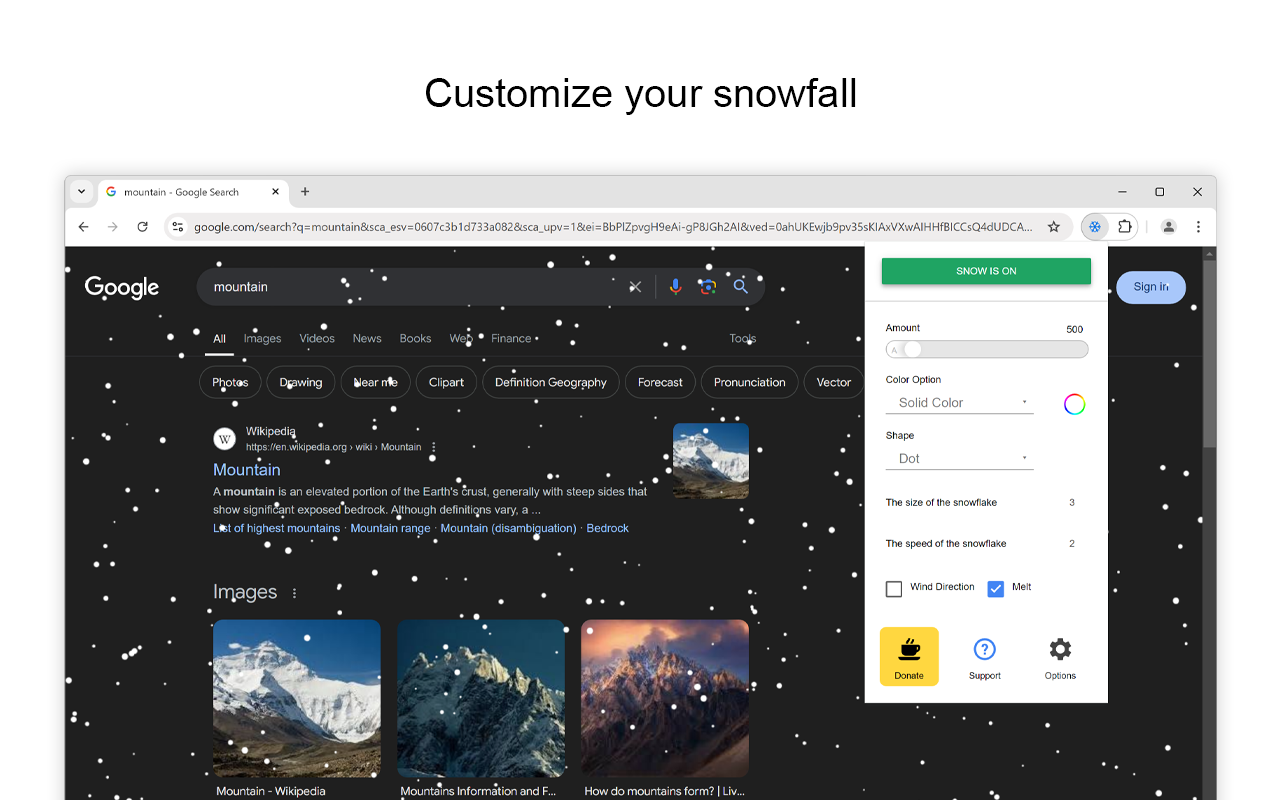 Snow for Google Chrome chrome谷歌浏览器插件_扩展第1张截图