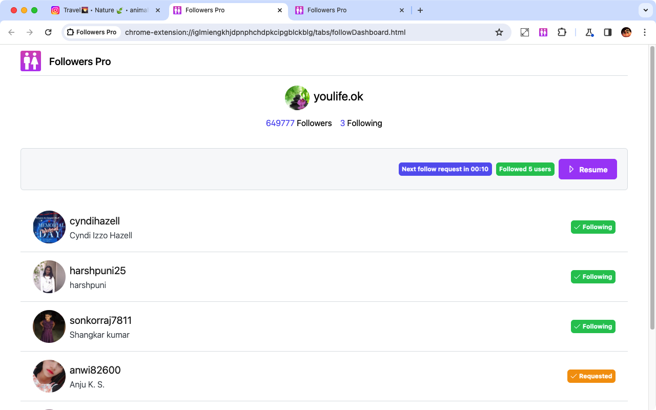 IG Auto Follow Unfollow - IG 自动关注取关 chrome谷歌浏览器插件_扩展第3张截图
