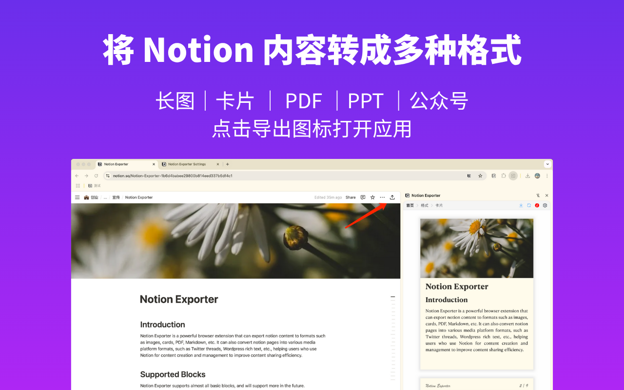 Notion Exporter - 长图｜卡片｜PDF｜PPT｜公众号 chrome谷歌浏览器插件_扩展第2张截图