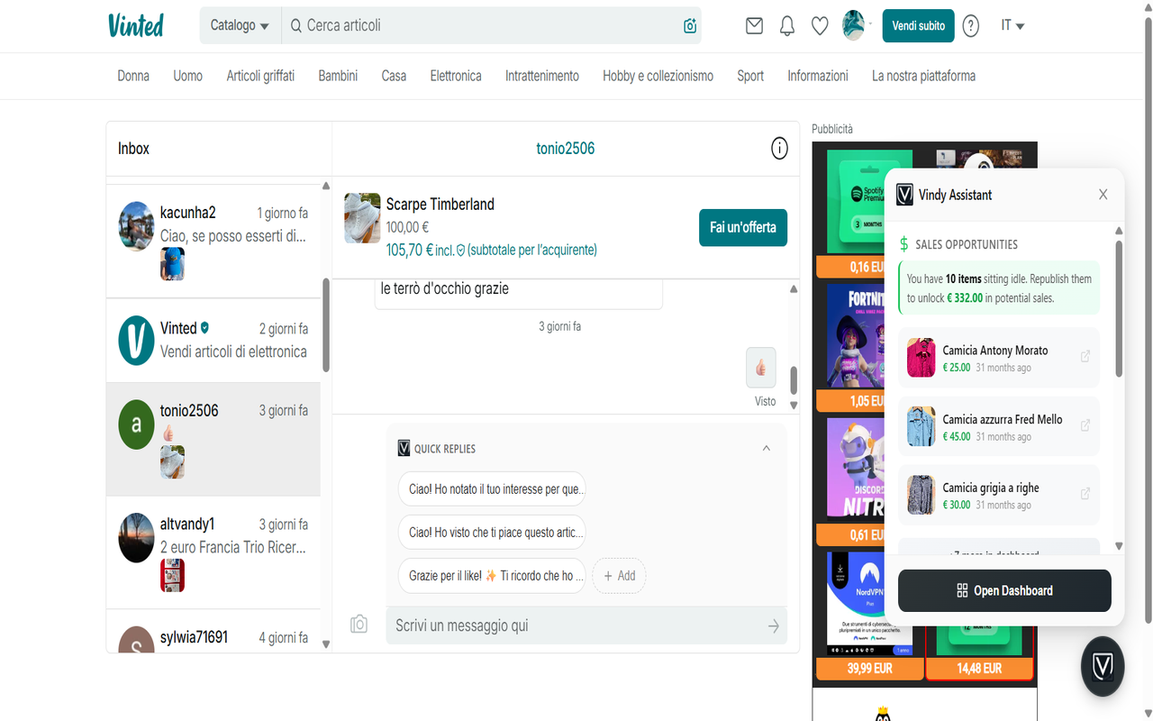 Vindy | Boost Vinted Sales chrome谷歌浏览器插件_扩展第3张截图