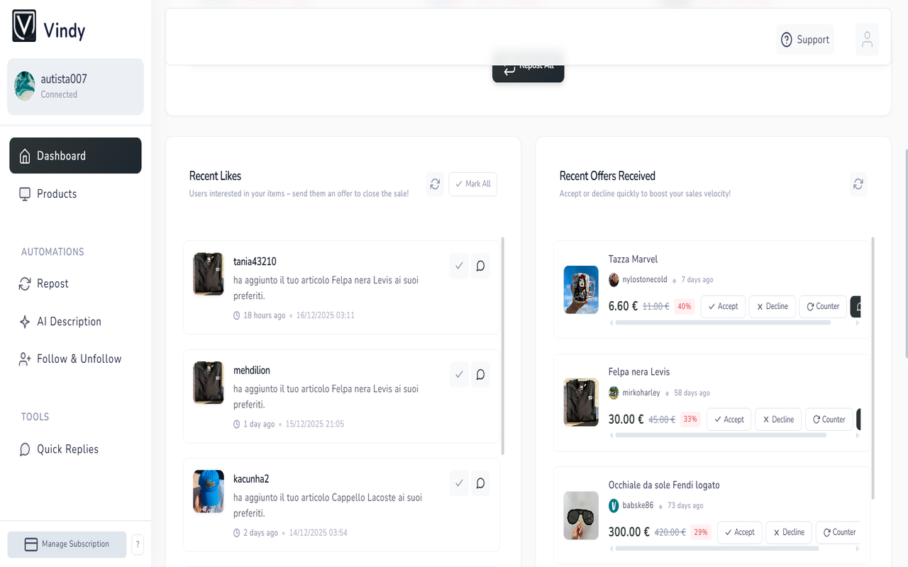 Vindy | Boost Vinted Sales chrome谷歌浏览器插件_扩展第5张截图