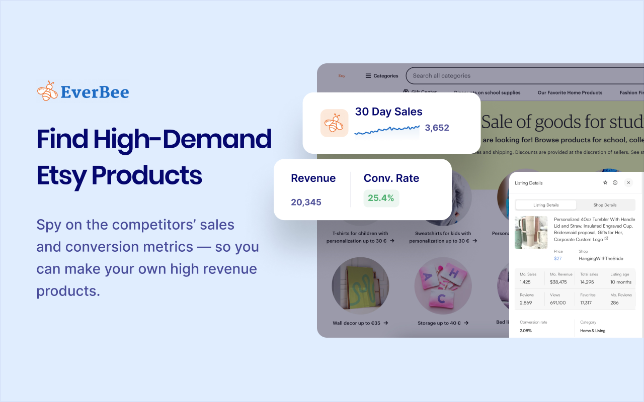 EverBee - Find Best Selling Products on Etsy chrome谷歌浏览器插件_扩展第3张截图