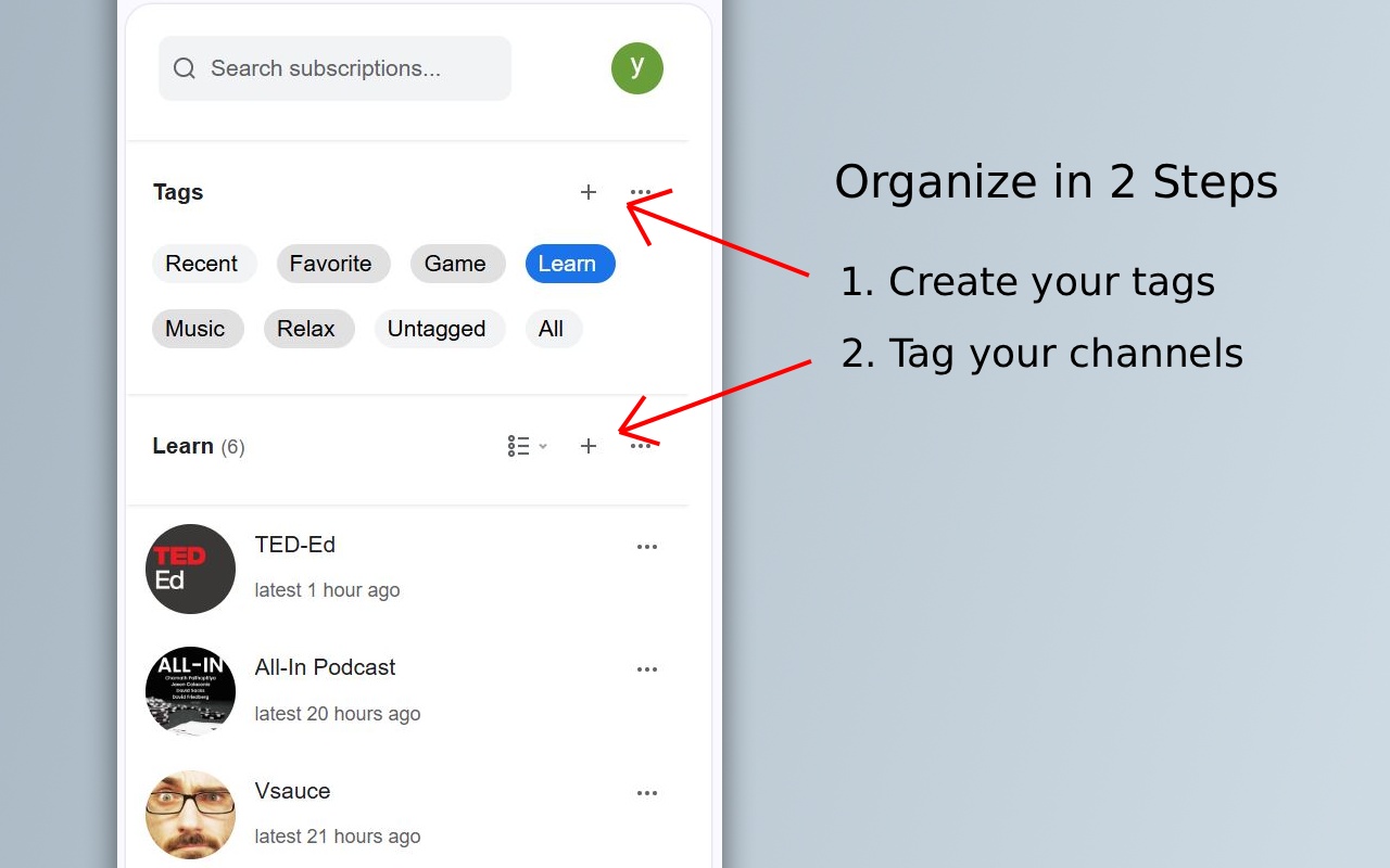 YouTube Subscription Manager - TagTube chrome谷歌浏览器插件_扩展第2张截图