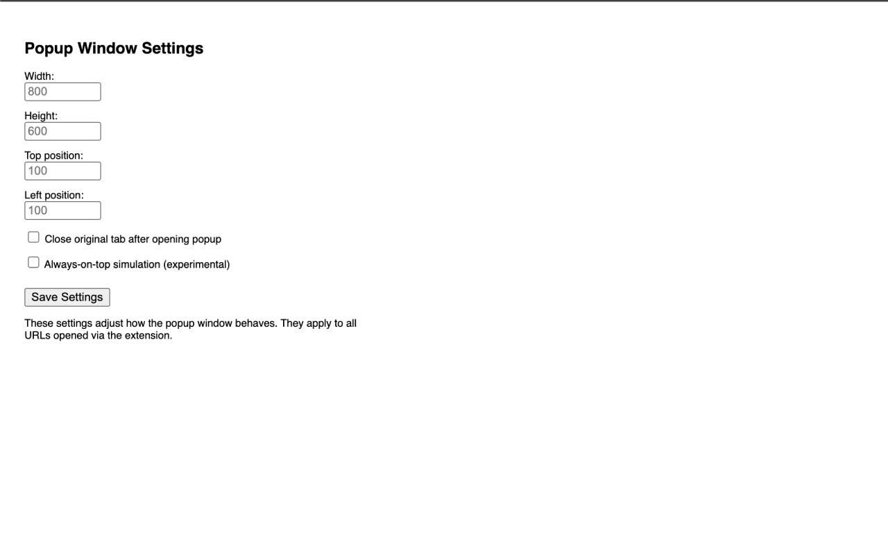 Open as Popup V3 chrome谷歌浏览器插件_扩展第2张截图