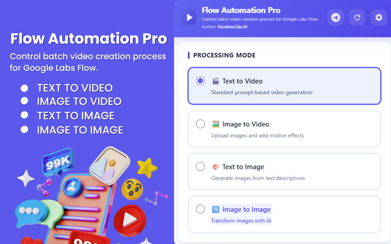 FlowEngine - Bulk Flow Automation for VEO AI chrome谷歌浏览器插件_扩展第2张截图