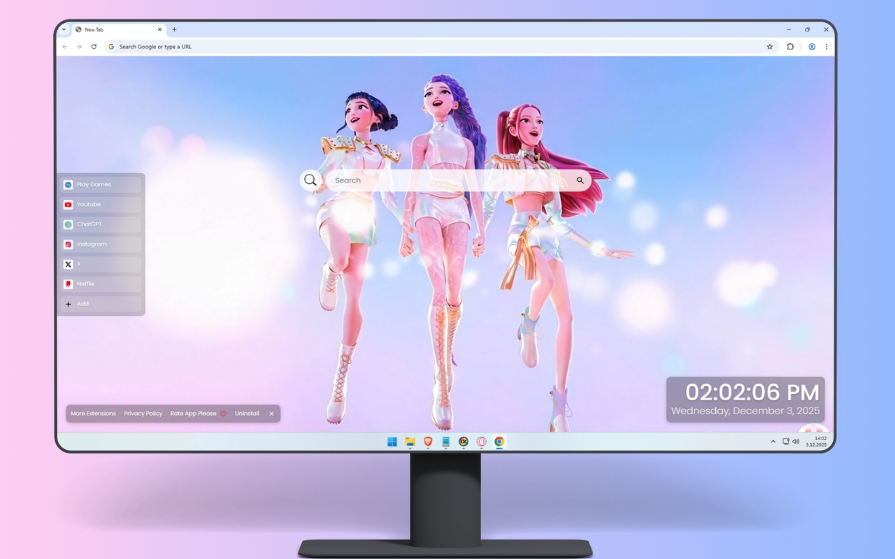 KPop Demon Hunters Huntrix Live Wallpaper chrome谷歌浏览器插件_扩展第1张截图