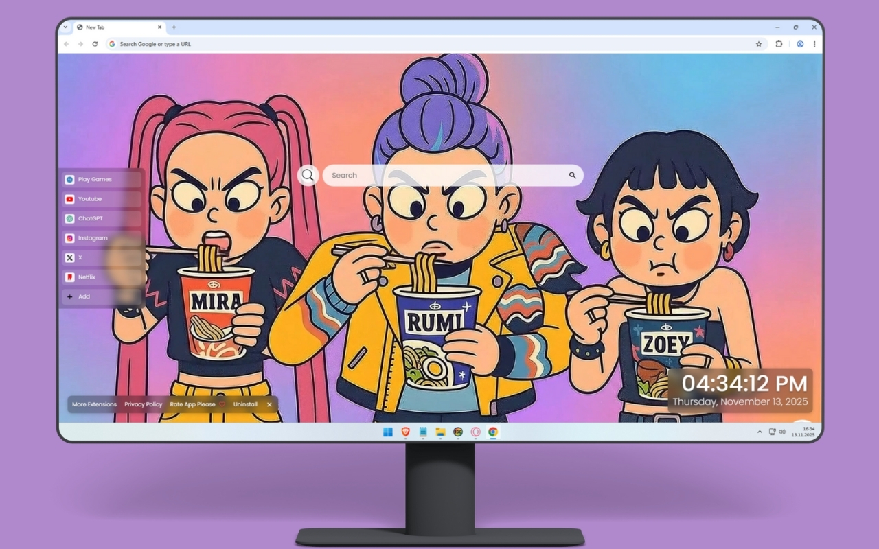 Kpop Demon Hunters - Mira Rumi and Zoey Live Wallpaper chrome谷歌浏览器插件_扩展第3张截图