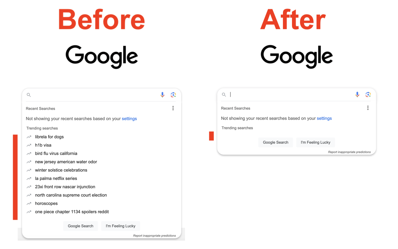 Hide Trending Search Suggestions chrome谷歌浏览器插件_扩展第1张截图