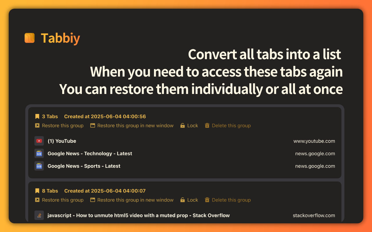 Tabbiy - 自动分组 & 侧边栏标签管理 chrome谷歌浏览器插件_扩展第3张截图