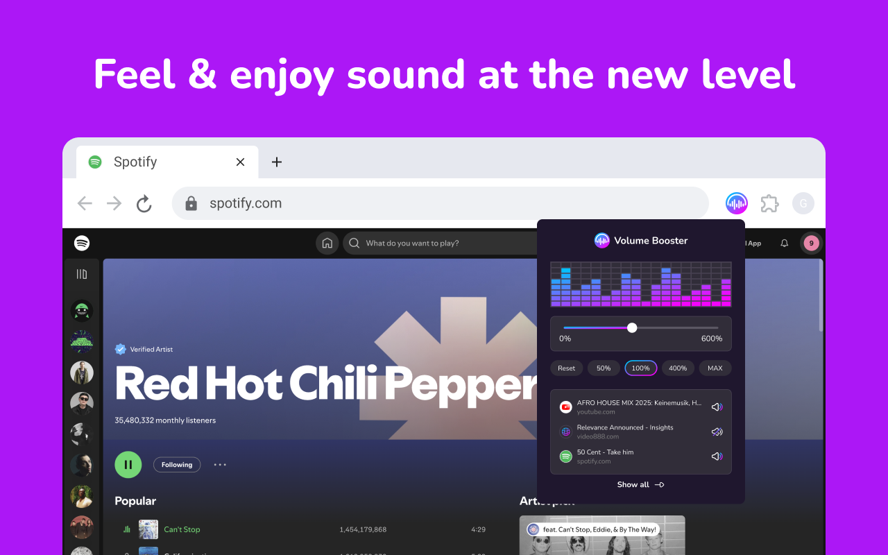 Volume Booster - 控制标签页中的音频 chrome谷歌浏览器插件_扩展第1张截图