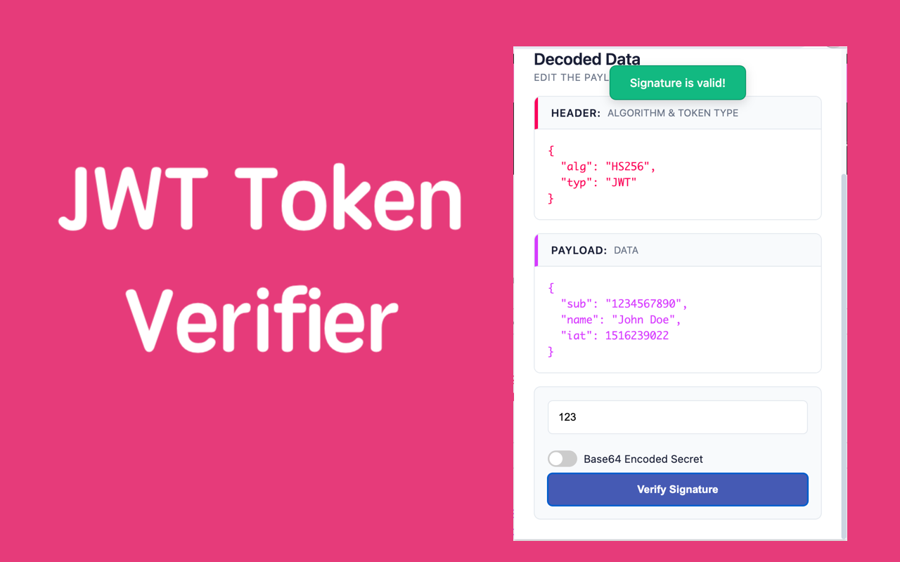 JWT Decoder & Verifier | JWT 解码器和验证器 chrome谷歌浏览器插件_扩展第2张截图