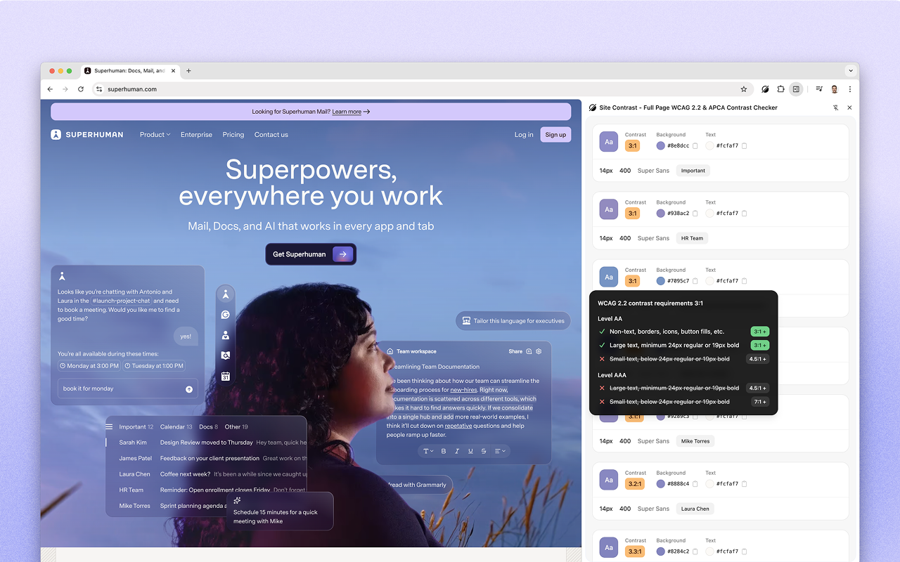Site Contrast - Full Page WCAG 2.2 & APCA Contrast Checker chrome谷歌浏览器插件_扩展第2张截图