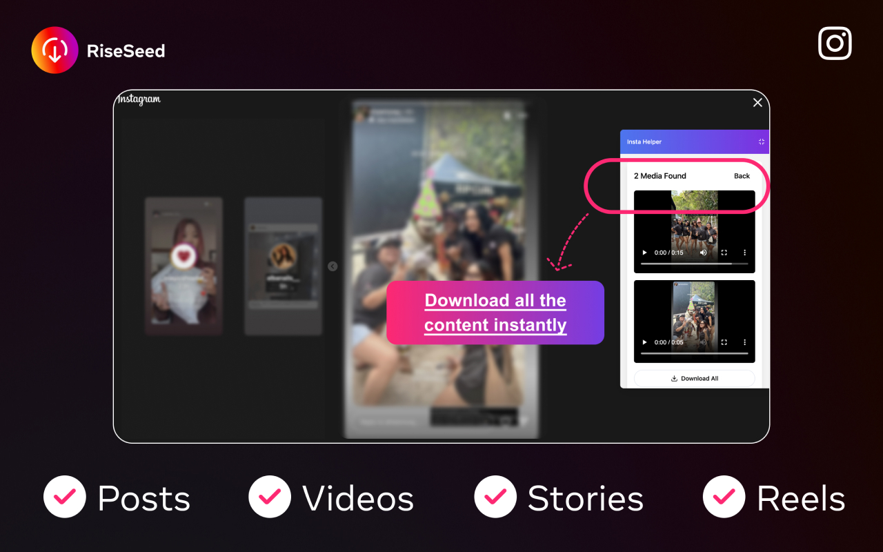 Instagram downloader - RiseSeed chrome谷歌浏览器插件_扩展第3张截图